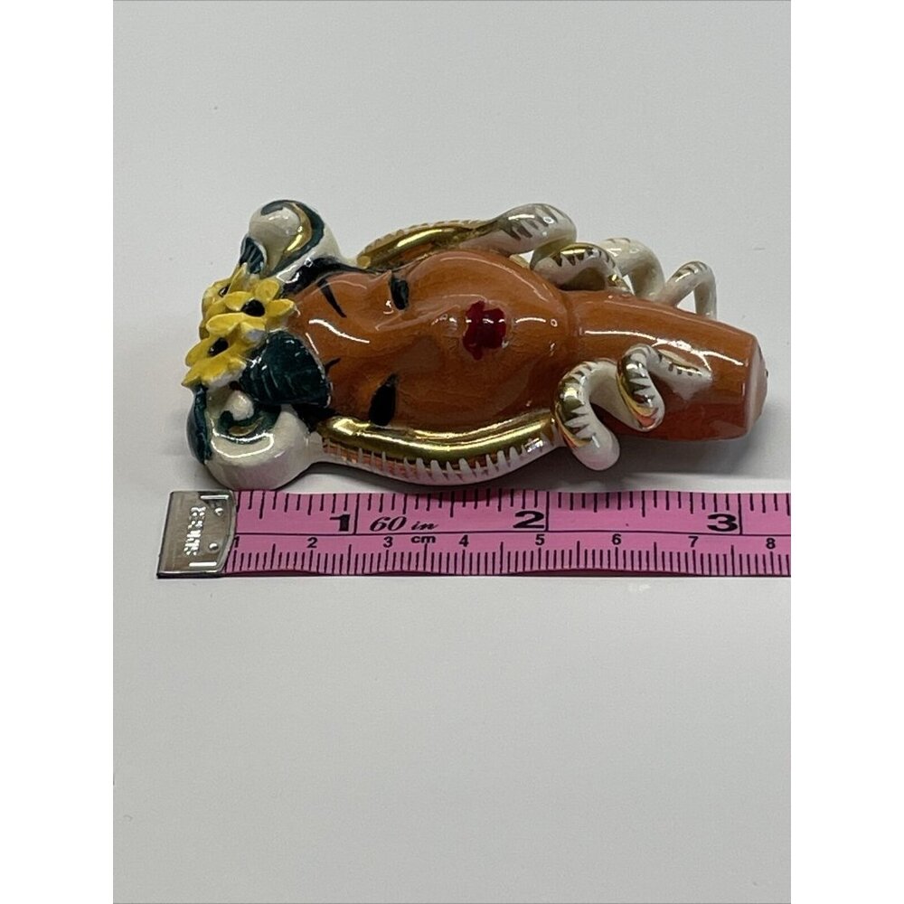 RARE Vintage Copo De Oro 1940s Porcelain Lady's Head Brooch Lin Sticker Read B10 - Picture 10 of 15